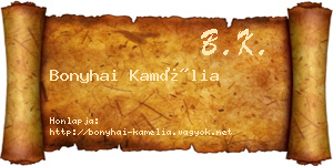 Bonyhai Kamélia névjegykártya